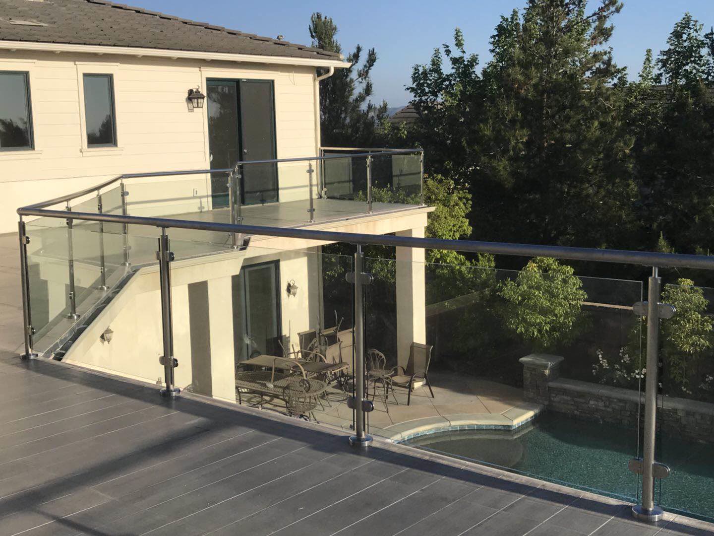 Deck glass railing installation in Los Angeles County