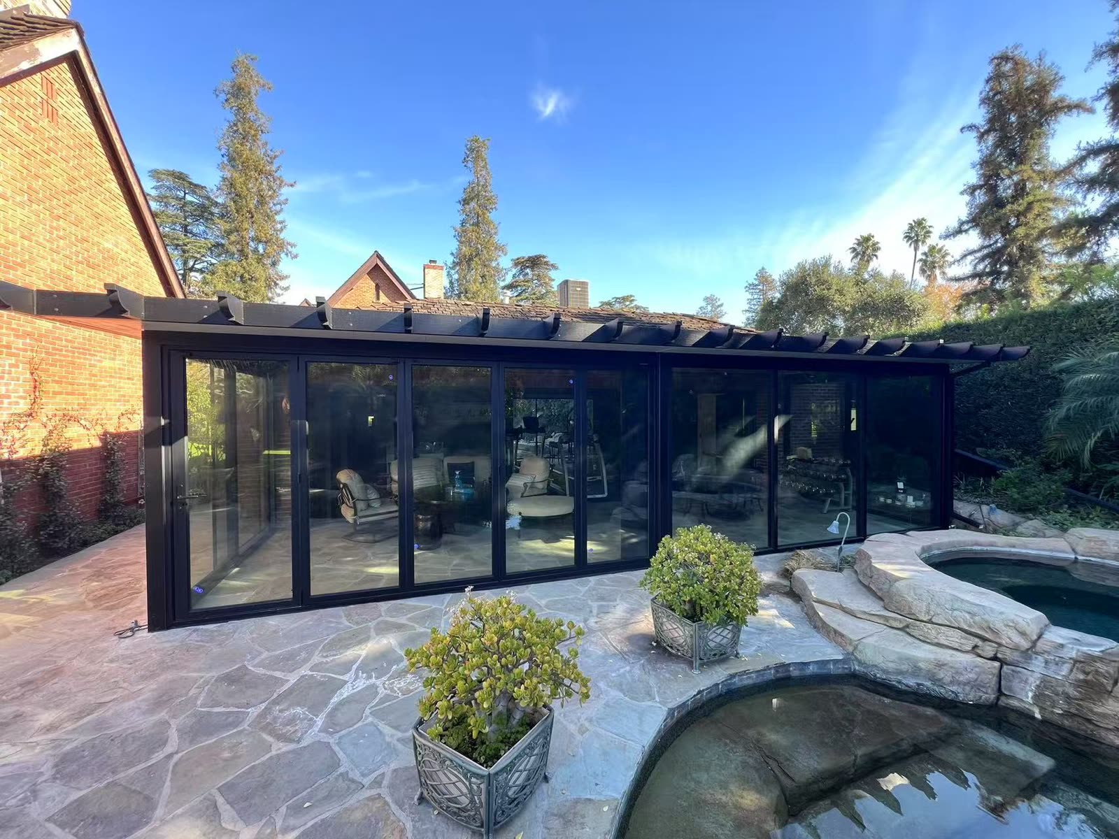 Patio glass enclosure installation in Los Angeles County